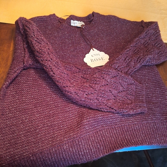 NWT Women's Cable Knit Pullover Sweater Plum Or Burgandy M - Picture 10 of 16